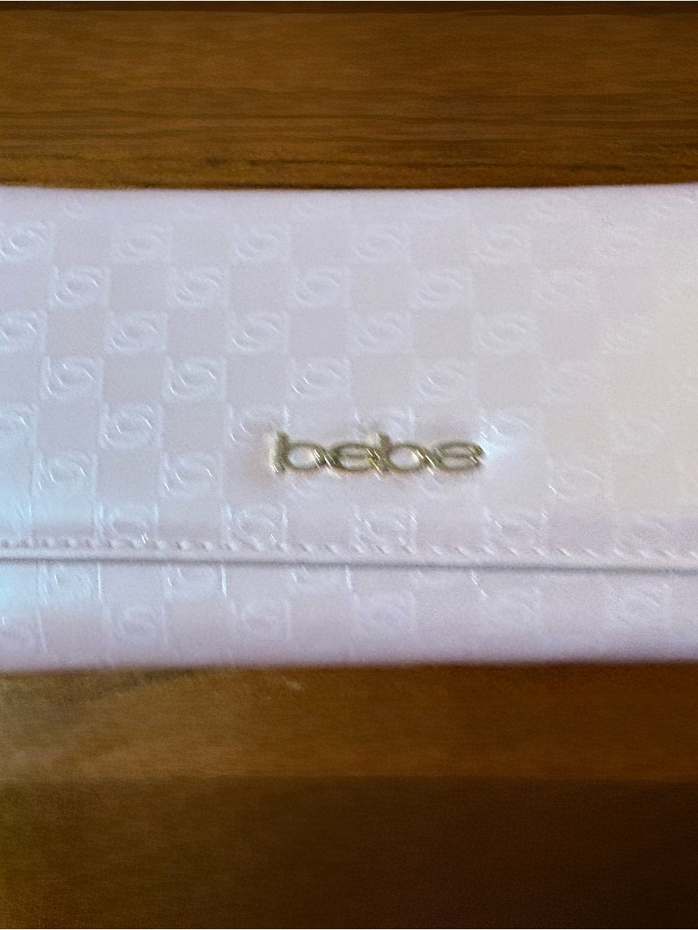 New-bebe Pale Pink Signature Embossed Wallet with Gold Logo